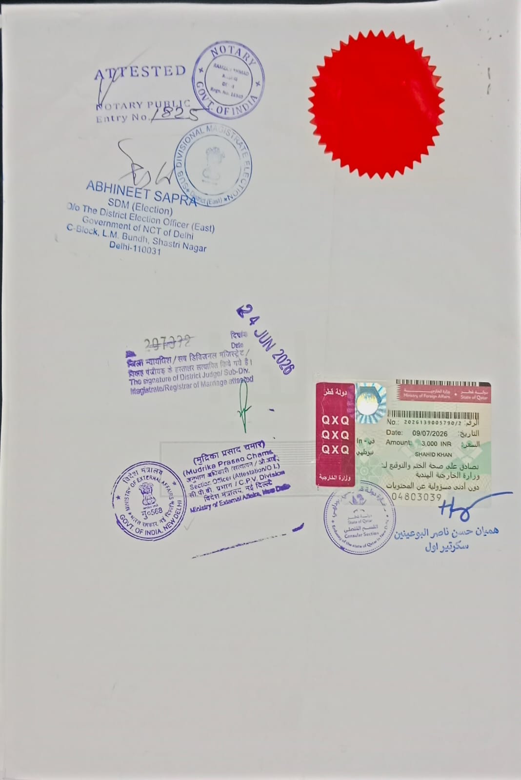 Qatar Embassy Attestation in Delhi